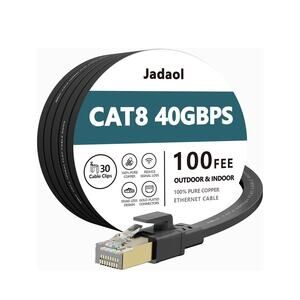 Cat8 Ethernet Cable 100 ft Outdoor & Indoor Flat 40Gbps Heavy Duty Cable